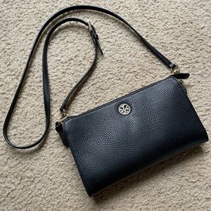Black leather tory burch crossbody